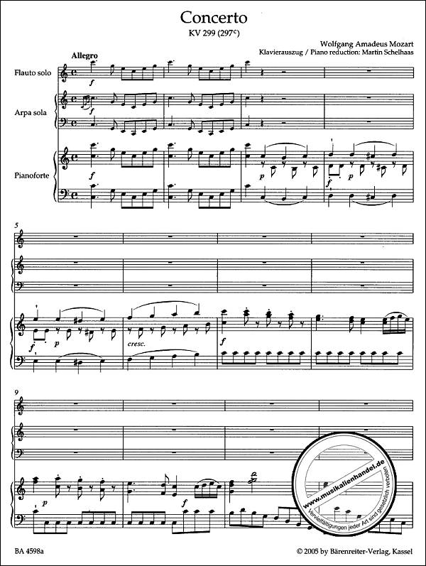 Notenbild für BA 4598-90 - Konzert C-Dur KV 299 (297c)