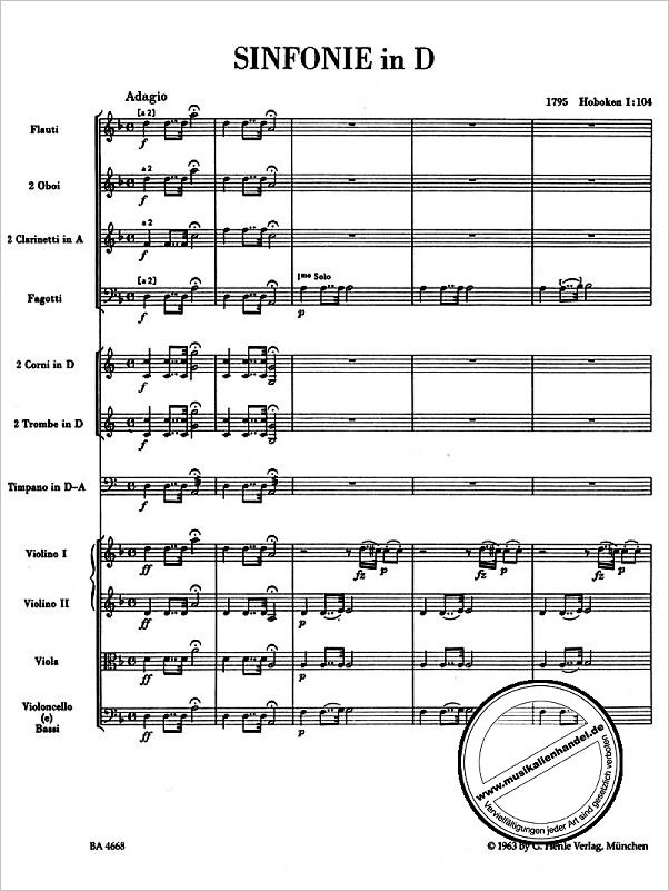 Notenbild für BA 4668 - SINFONIE 104 D-DUR HOB 1/104 (LONDONER)