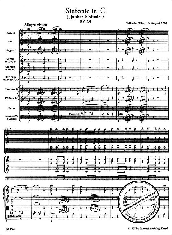 Notenbild für BA 4703 - SINFONIE 41 C-DUR KV 551 (JUPITER)