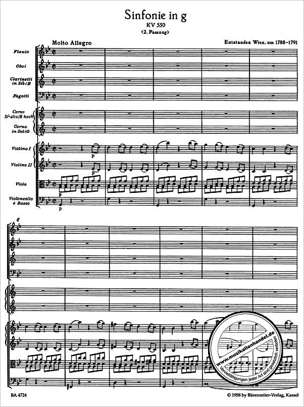 Notenbild für BA 4724 - SINFONIE 40 G-MOLL KV 550 (FASSUNG 2)