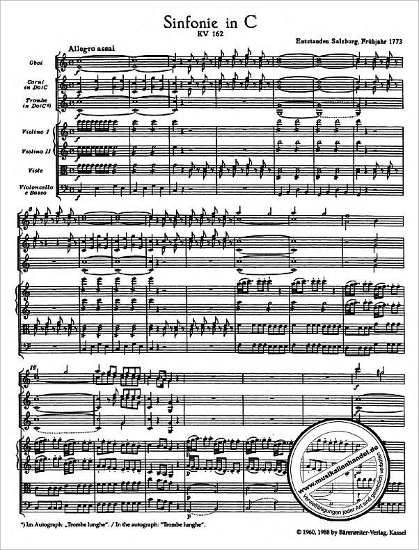 Notenbild für BA 4743 - SINFONIE C-DUR KV 162