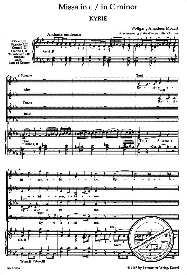Notenbild für BA 4846-90 - Missa c-moll KV 427 (417a)