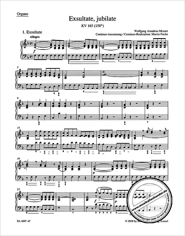 Notenbild für BA 4897-ORG - EXSULTATE JUBILATE KV 165
