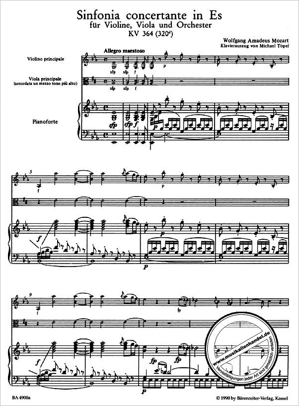 Notenbild für BA 4900-90 - Sinfonia concertante Es-Dur KV 364 (320d)
