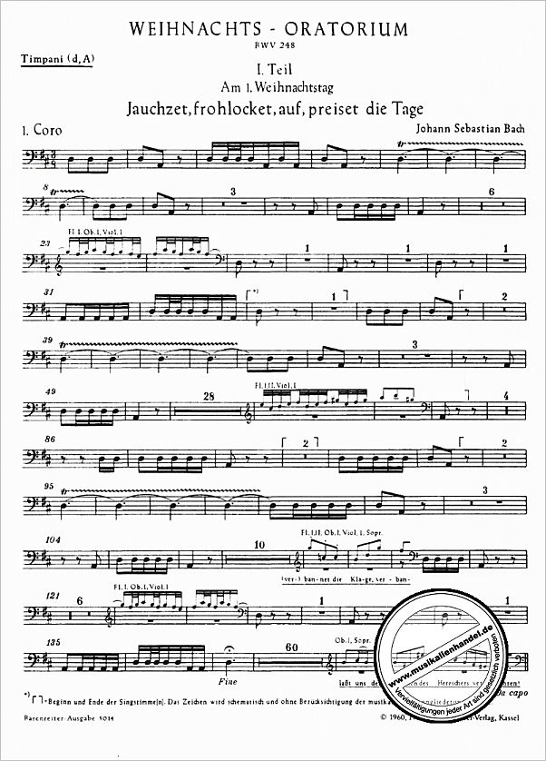 Notenbild für BA 5014-PK - WEIHNACHTSORATORIUM BWV 248