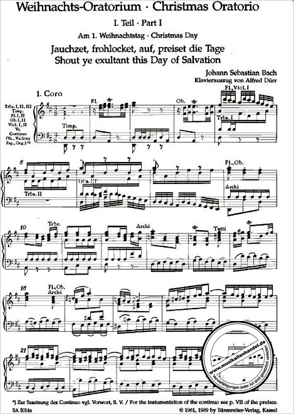 Notenbild für BA 5014-90 - WEIHNACHTSORATORIUM BWV 248