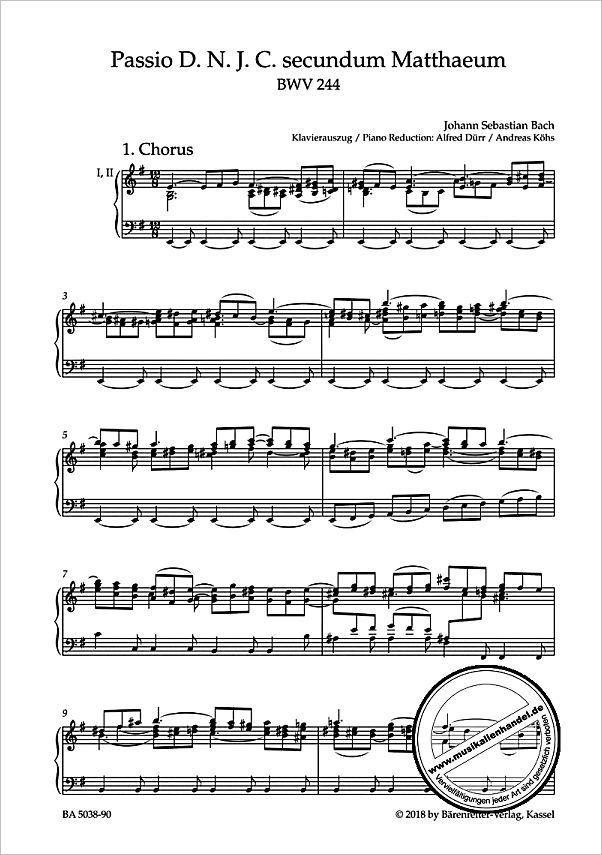 Notenbild für BA 5038-90 - MATTHAEUS PASSION BWV 244