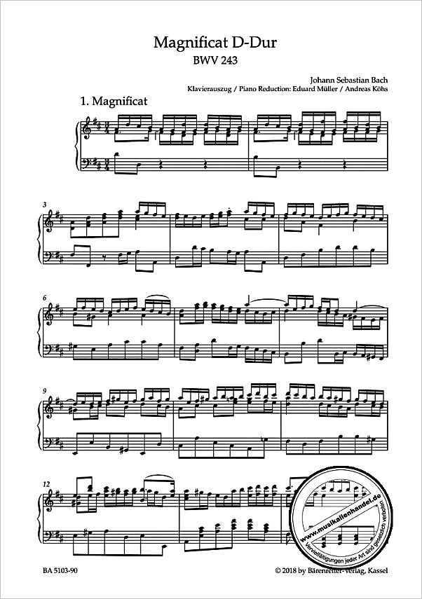 Notenbild für BA 5103-90 - MAGNIFICAT D-DUR BWV 243