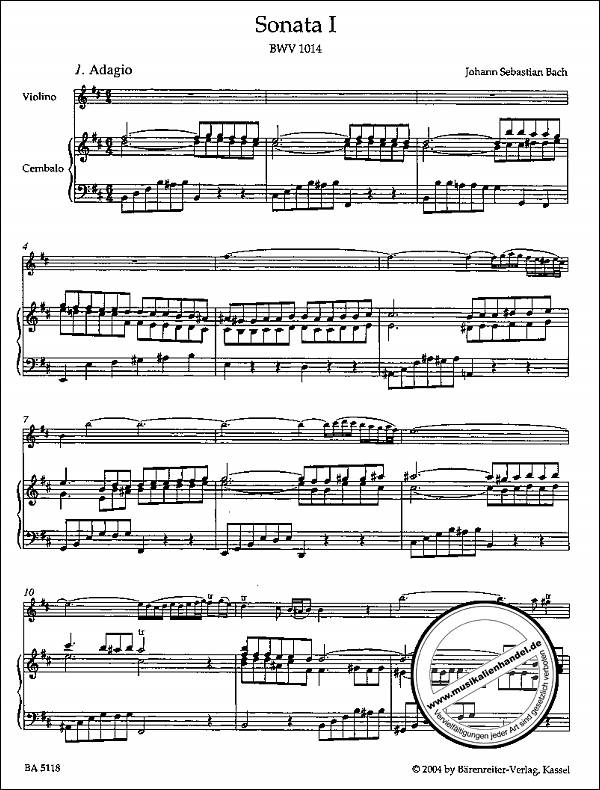Notenbild für BA 5118 - 6 SONATEN 1 BWV 1014-1016