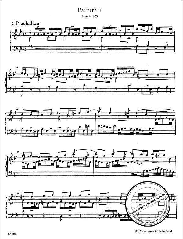 Notenbild für BA 5152 - 6 PARTITEN BWV 825-830 - ERSTER