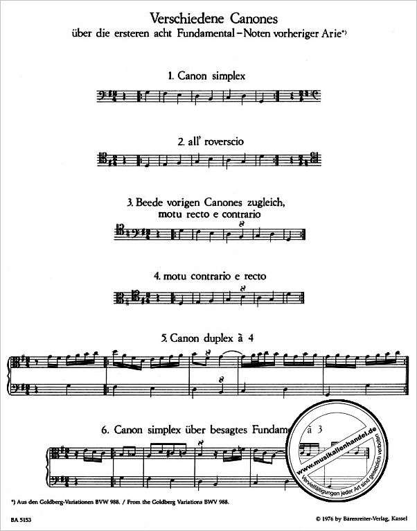 Notenbild für BA 5153 - 14 KANONS BWV 1087