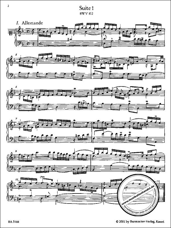Notenbild für BA 5166 - 6 FRANZOESISCHE SUITEN BWV 812-817