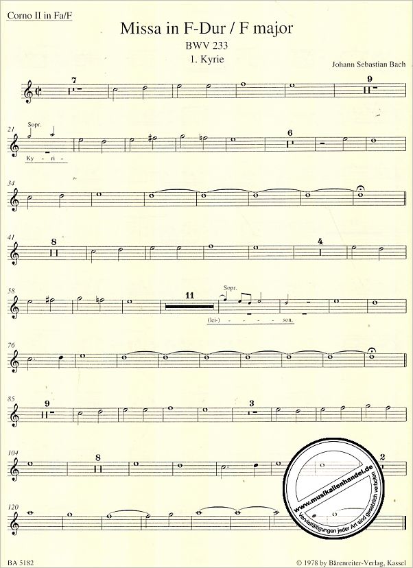 Notenbild für BA 5182-65 - Missa F-Dur BWV 233