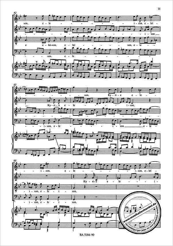 Notenbild für BA 5184-90 - Missa g-moll BWV 235