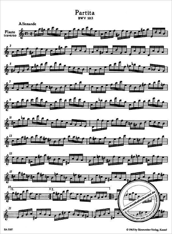 Notenbild für BA 5187 - PARTITA A-MOLL BWV 1013