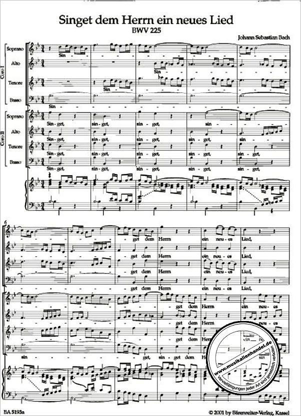 Notenbild für BA 5193-90 - MOTETTEN BWV 225-230