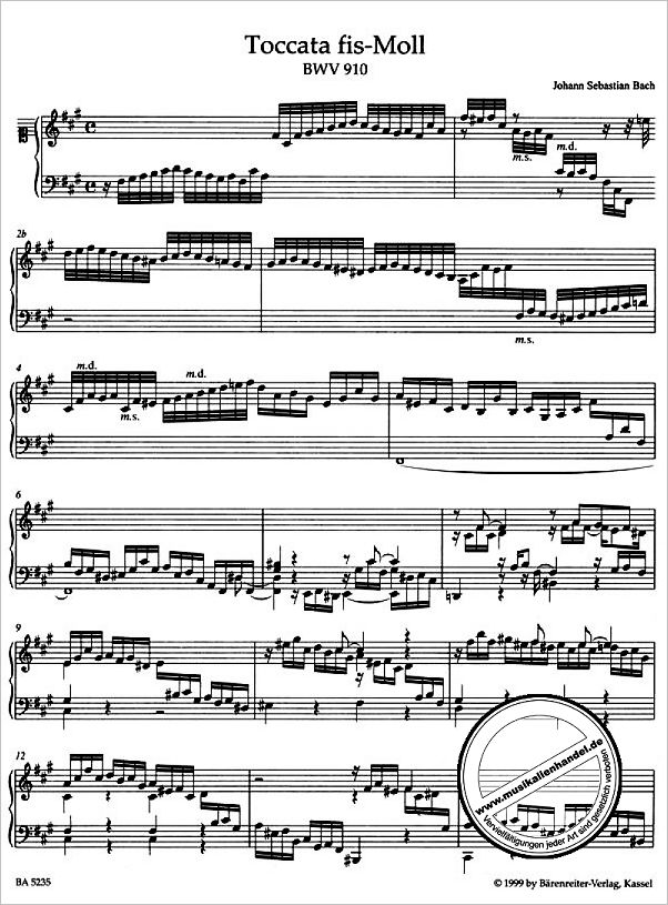 Notenbild für BA 5235 - TOCCATEN BWV 910-916