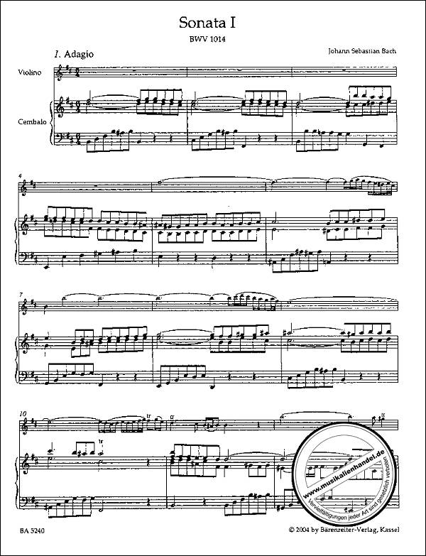Notenbild für BA 5240 - 6 SONATEN BWV 1014-1019