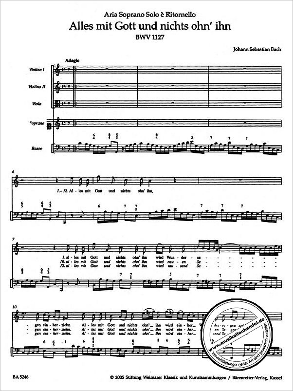 Notenbild für BA 5246 - ALLES MIT GOTT UND NICHTS OHN' IHN BWV 1127