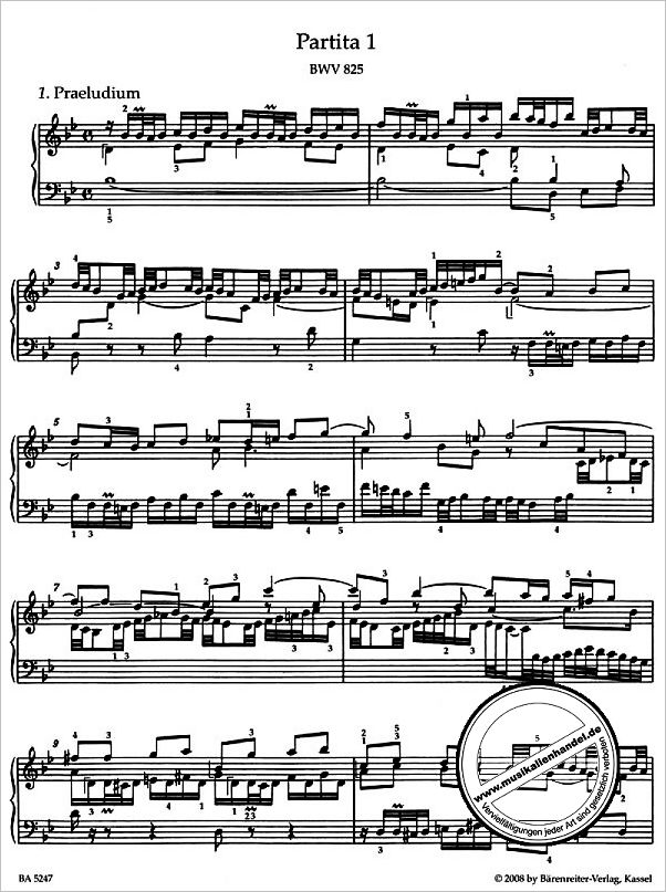 Notenbild für BA 5247 - 6 PARTITEN BWV 825-830 - ERSTER