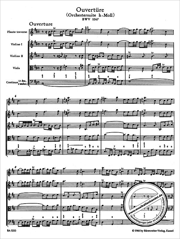 Notenbild für BA 5253 - OUVERTUERE (ORCHESTERSUITE) 2 H-MOLL BWV 1067
