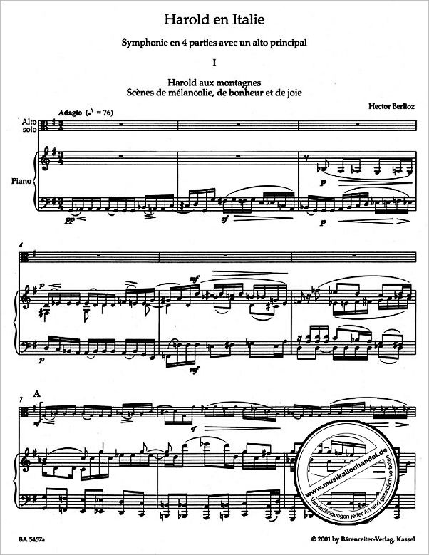 Notenbild für BA 5457-90 - Harold en Italie op 16 - Sinfonie in 4 Sätzen