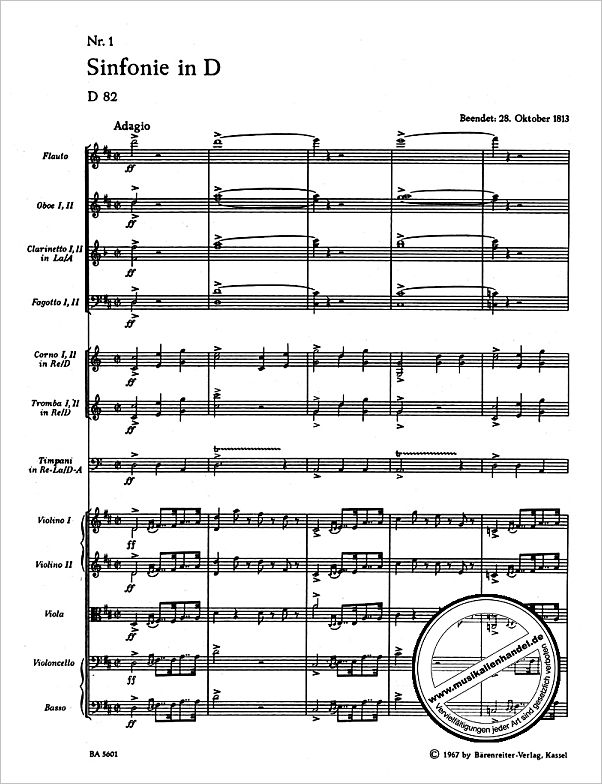 Notenbild für BA 5601 - SINFONIE 1 D-DUR D 82