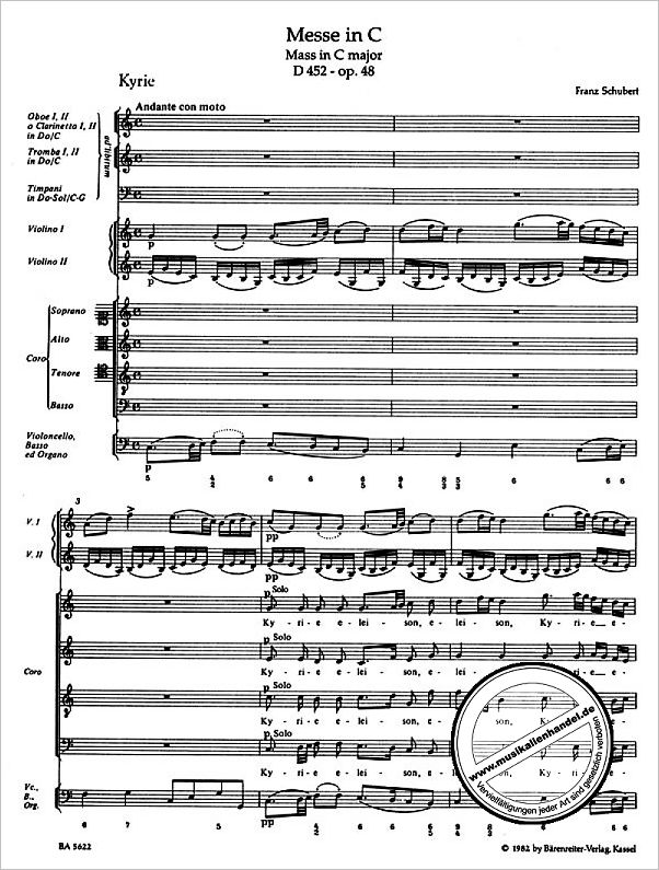 Notenbild für BA 5622 - MESSE C-DUR D 452 OP 48