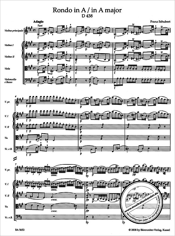 Notenbild für BA 5653 - RONDO A-DUR D 438