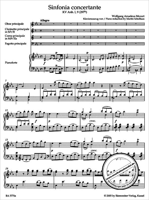 Notenbild für BA 5770-90 - Sinfonia concertante Es-Dur KV Anh 1/9
