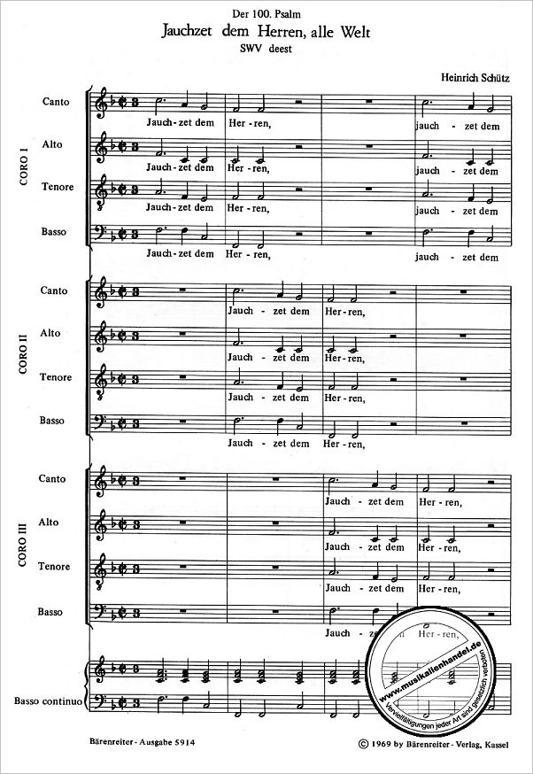 Notenbild für BA 5914 - PSALM 100 - JAUCHZET DEM HERREN ALLE WELT