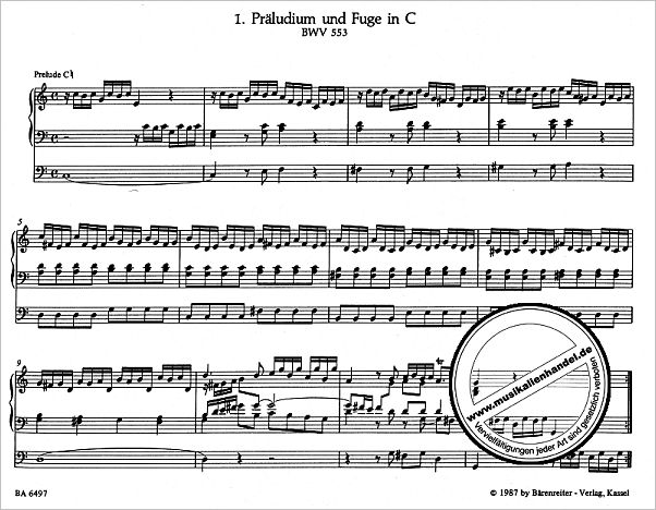 Notenbild für BA 6497 - 8 KLEINE PRAELUDIEN + FUGEN BWV 553-560