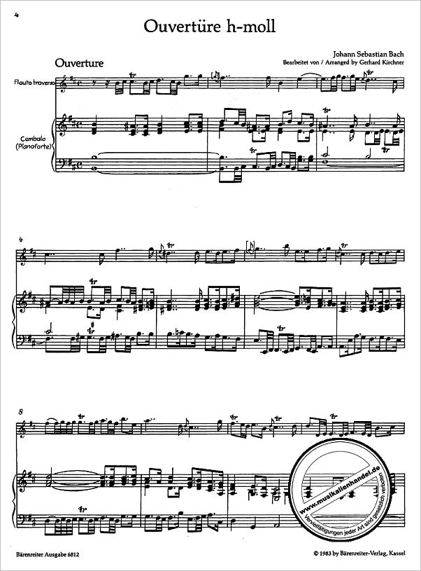Notenbild für BA 6812 - OUVERTUERE (ORCHESTERSUITE) 2 H-MOLL NACH BWV 1067