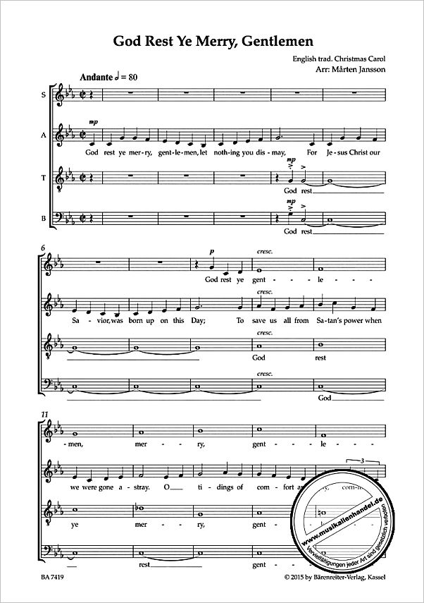 Notenbild für BA 7419 - GOD REST YE MERRY GENTLEMEN