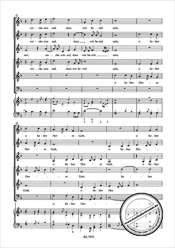 Notenbild für BA 7973 - O LIEBER HERRE GOTT WECKE UNS AUF SWV 381