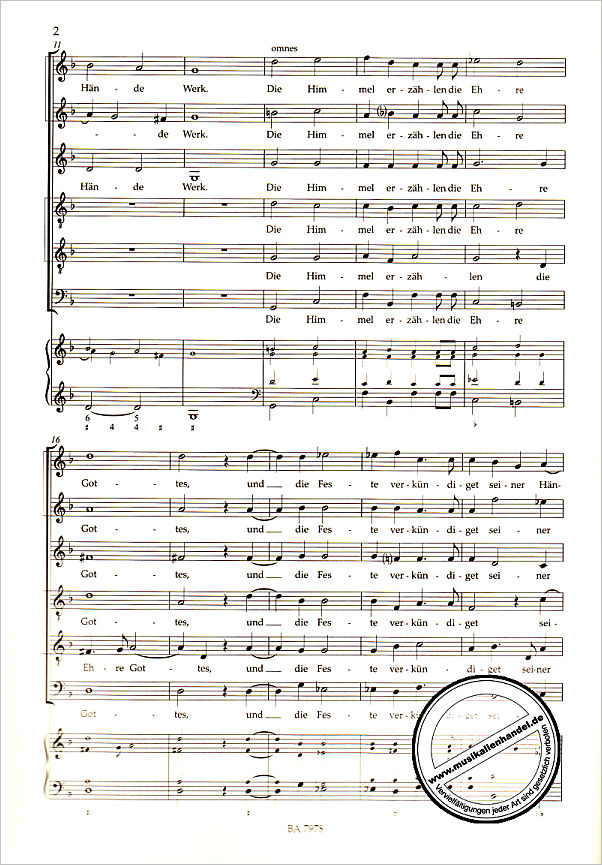 Notenbild für BA 7978 - DIE HIMMEL ERZAEHLEN SWV 386