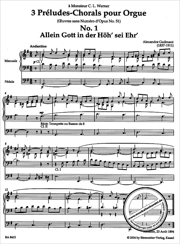 Notenbild für BA 8410 - AUSGEWAEHLTE ORGELWERKE 4