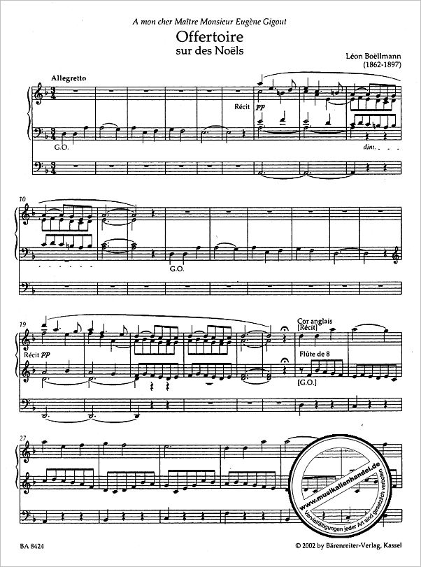 Notenbild für BA 8424 - L'OEUVRE D'ORGUE 1