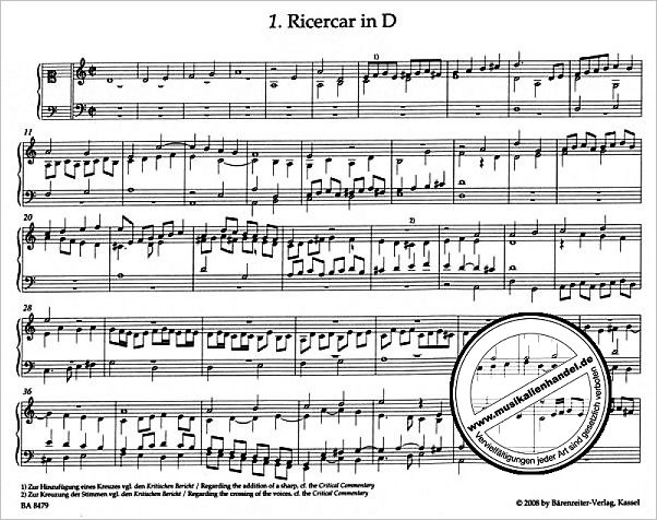 Notenbild für BA 8479 - RICERCAR TABULATURA 1