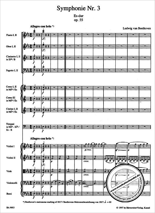 Notenbild für BA 9003 - SINFONIE 3 ES-DUR OP 55 (EROICA)