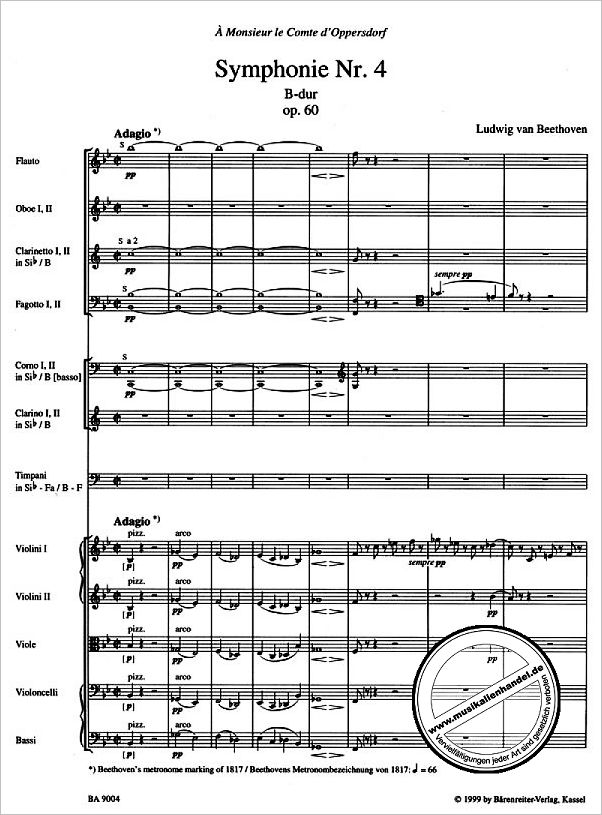 Notenbild für BA 9004 - SINFONIE 4 B-DUR OP 60