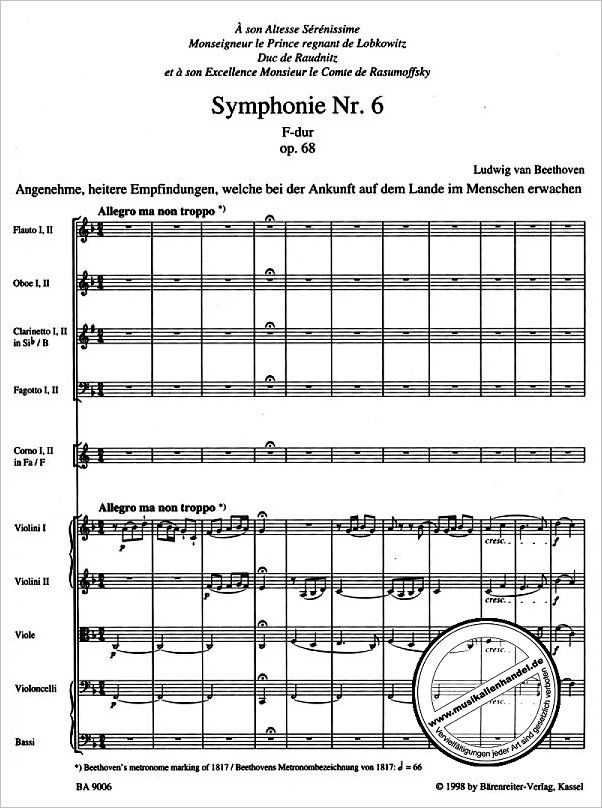 Notenbild für BA 9006 - SINFONIE 6 F-DUR OP 68 (PASTORALE)