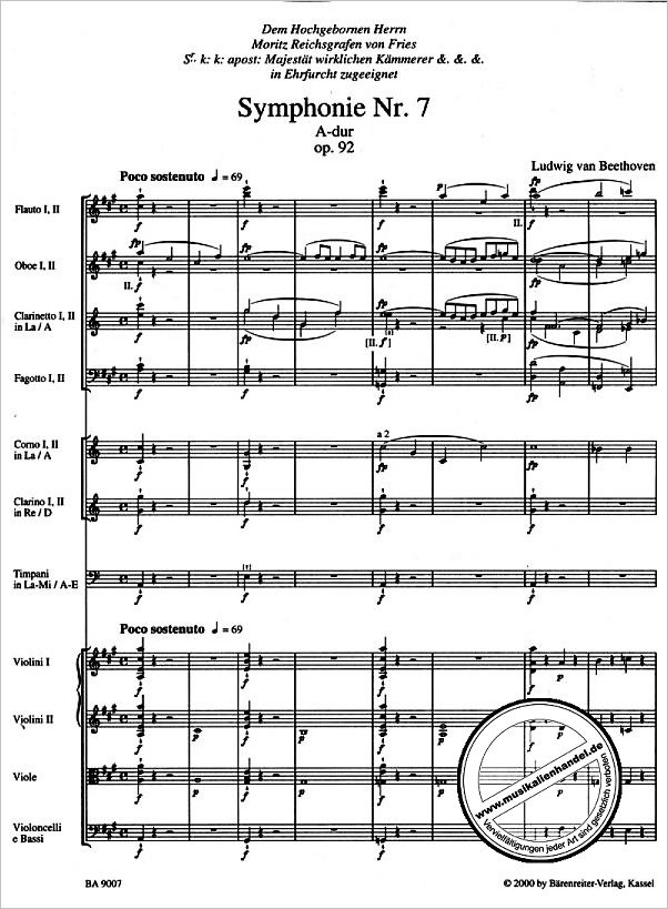 Notenbild für BA 9007 - SINFONIE 7 A-DUR OP 92