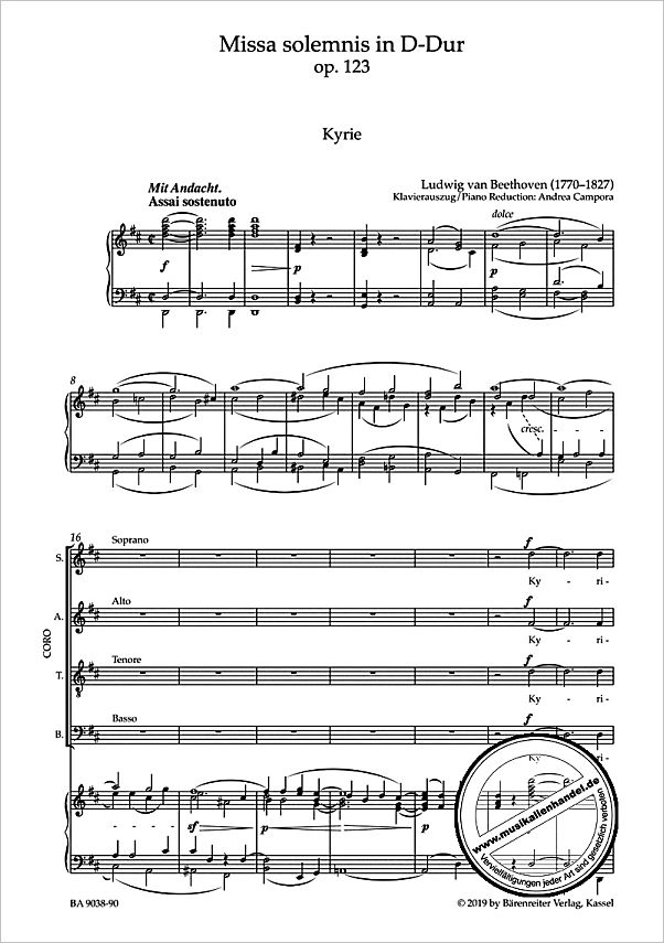 Notenbild für BA 9038-90 - Missa solemnis D-Dur op 123