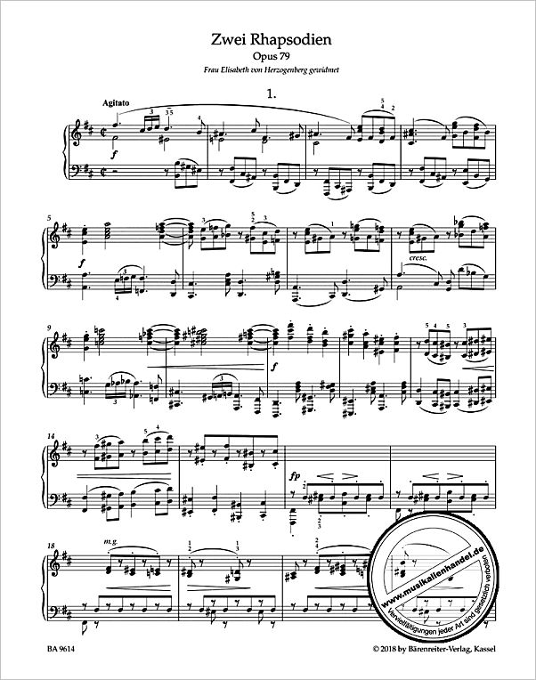 Notenbild für BA 9614 - Zwei Rhapsodien für Klavier op. 79