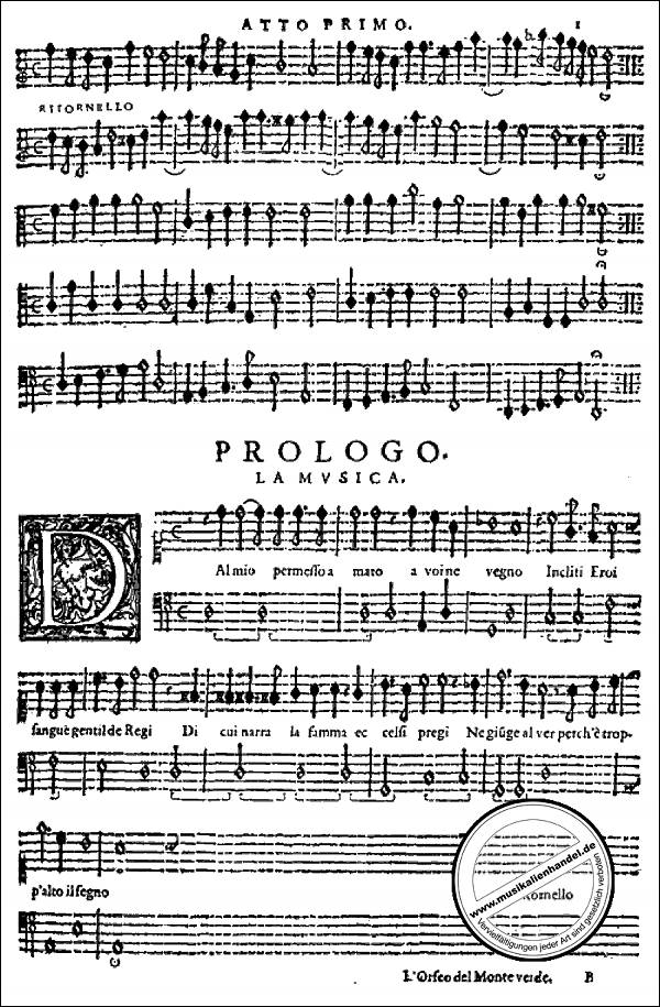 Notenbild für BABVK 1167 - L'ORFEO - FAVOLA IN MUSICA