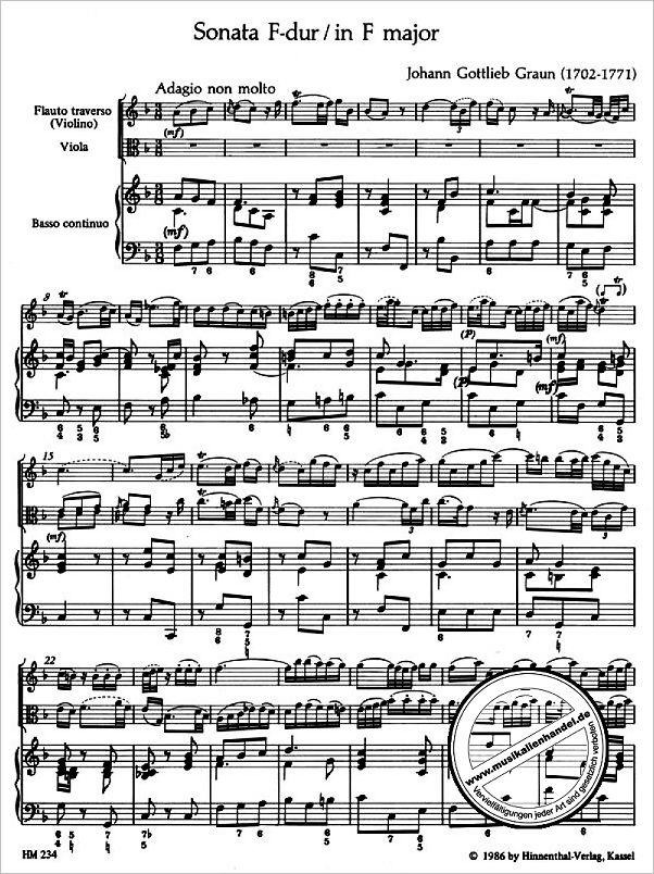Notenbild für BAHM 234 - SONATE F-DUR