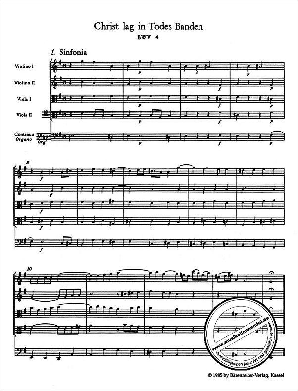 Notenbild für BATP 1004 - KANTATE 4 CHRIST LAG IN TODESBANDEN BWV 4