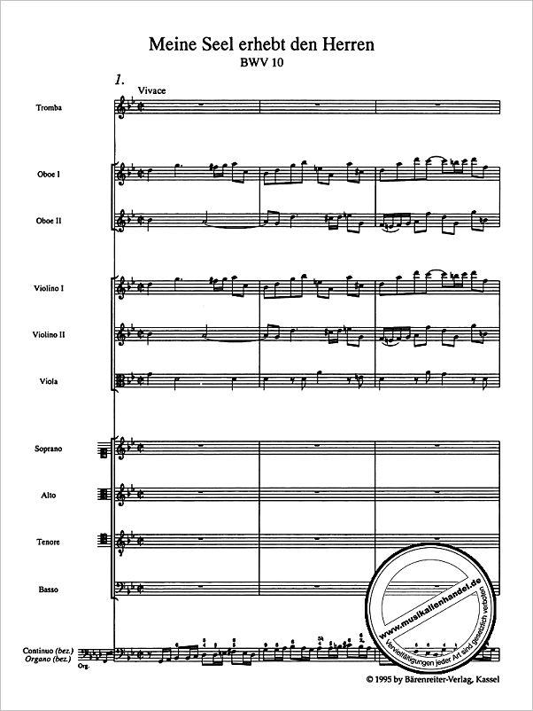 Notenbild für BATP 1010 - KANTATE 10 MEINE SEEL ERHEBT DEN HERREN BWV 10