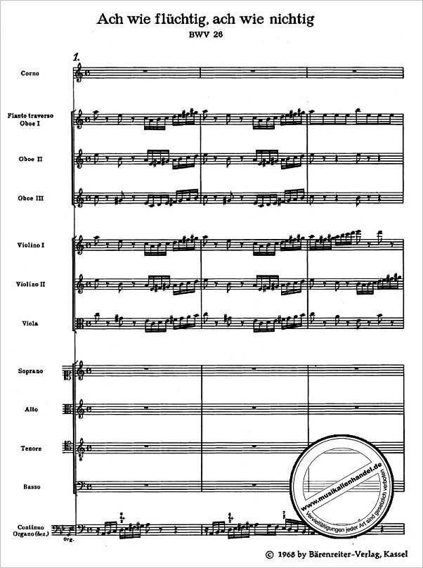 Notenbild für BATP 1026 - KANTATE 26 ACH WIE FLUECHTIG ACH WIE NICHTIG BWV 26